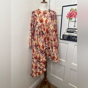 Kika Vargas Multicolored Asymmetric Long Sleeve Dress Size S